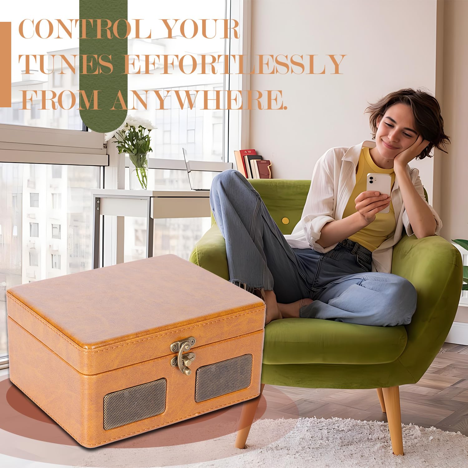 RetroBeat Time Vintage Portable Music Box – CD with Speakers, Bluetooth Transmitter, Rechargeable, USB/AUX, Multi‑Mode Gift(Brown)