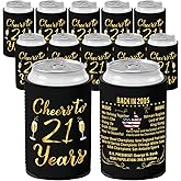 Xumbtvs 21st Birthday Decorations for Women and Men, Vintage 2005 Birthday Decor, Twenty One Year Old Bday Party Supplies, 12 Pcs Neoprene Can Cooler Sleeves for Soda, Beer, Beverage