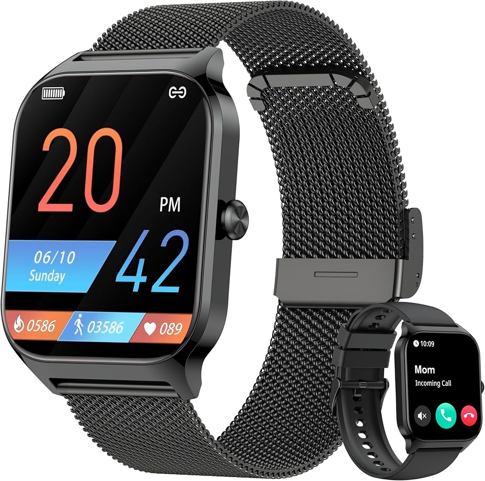 Popglory Smart Watch 1.85 inch Heart Rate Blood Pressure 110+ Sports