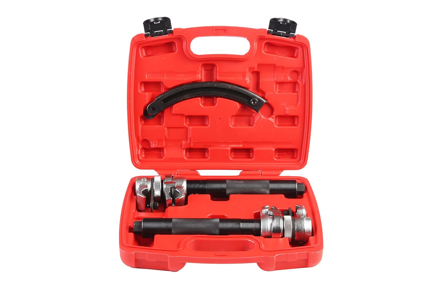 Shankly Spring Compressor Tool (2 Pieces) - Heavy Duty Build, Ultra Rugged Coil Spring Compressor, Strong and Durable Spring Compressor with Safety Guard and Carrying Case