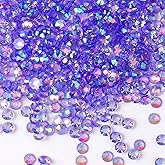 1500 Pieces SS16 4mm Flatback Rhinestones AB Clear Round Gems Crystals for Nail Art DIY Crafts Clothes Shoes Bags （Transparent Light Purple AB）