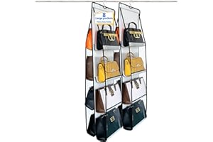 zebricolo, purse organizer, 2Pack, purse organizer for closet,NEW improved Larger, purse storage, Heavy Duty Hooks,handbag organizer, Space-Saving Design, closet organizer, Visibility, White/Black