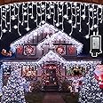 QUHUATU 792 LED Christmas Outdoor Lights with 176 Drops, 82ft Hanging Curtain Lights 8 Modes, Christmas Fairy Lighs with Timer & Memory for House Roof Holiday Wedding Christmas Decor (Cool White)