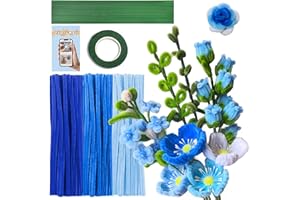 URSDIART 311pcs Blue Pipe Cleaners Craft -Chenille Steams Flower Making Kit,Thick Fuzzy Wire with Accessories | limpiapipas para Flores for Arts & Crafts, Classroom Project, Festive Decoration