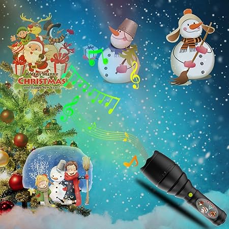 Proiettore Luci Natalizie A Batteria.Proiettore Di Luci Natalizie Torcia Portatile A Led Con 12 Diapositive Modello E Musica Per Treppiede Batteria Per Feste Compleanno Natale Halloween Black Amazon It Casa E Cucina