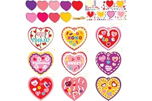 chiazllta 36 PCS Valentine's Day Craft Kits DIY Heart Craft for Kids, Make Your Own Valentines Hearts Ornament Bulk Valentine's Day Paper Decorative Kit for Home Class Game Activities