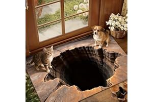 3D Optical Illusion Rug | Rug That Looks Like A Hole | Non-Slip Funny 3D Hole Optical Illusions Carpets | Novelty Indoor Visu