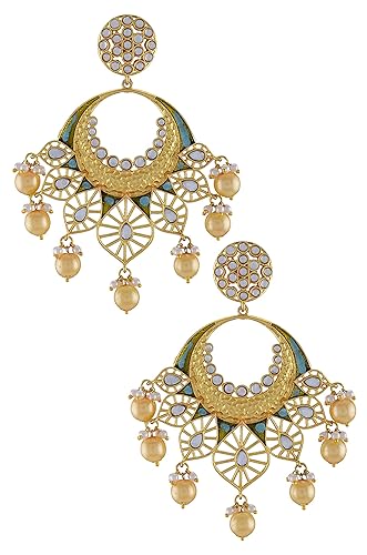Amrapali Malya Gold Plated Enamelled Aqua Jaali Drop Earrings for Women (BM(EER)17-19)