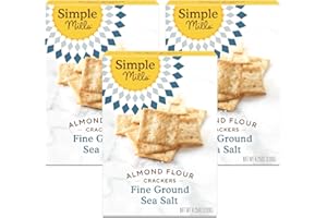 Simple Mills Almond Flour Crackers, Fine Ground Sea Salt - Gluten Free, Vegan, Healthy Snacks, 4.25 Ounce (Pack of 3)