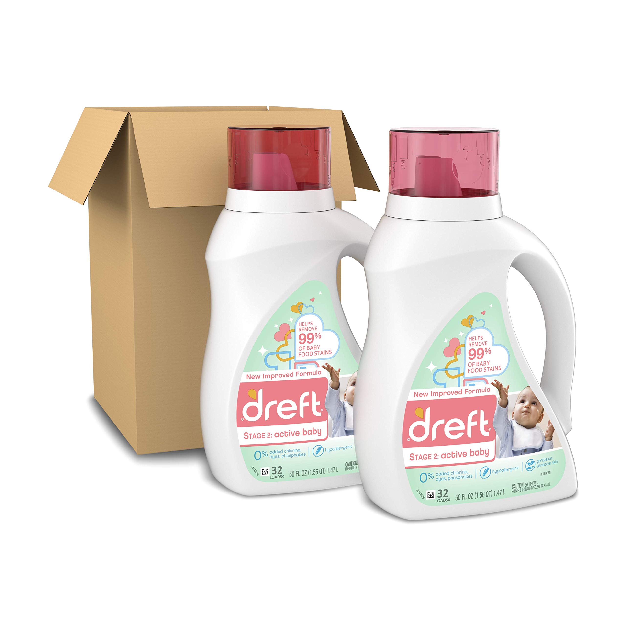 Dreft Stage 2 Active Hypoallergenic Liquid Baby Laundry Detergent for