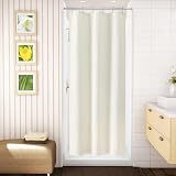 Waterproof Narrow Shower Curtain 92x182cm Cream with Hooks view 2