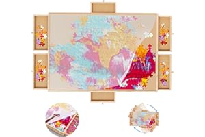 MONOMI 2000 Pieces 360°Rotating Puzzle Board with 6 Drawers and Cover,26"x35" Lightweight Portable Wooden Jigsaw Puzzle Table for Adults Kids