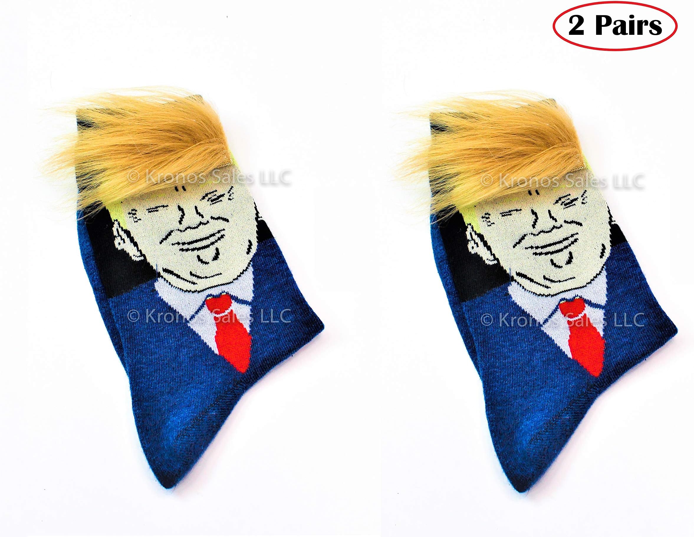 2 Pairs Donald Trump Socks, Trump Socks with Hair Funny Novelty Gag Gifts for Women and Men, Make and Keep America Great Again, 2020 USA