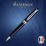 Waterman Expert Ballpoint Pen Matte Black Chrome Trim Medium Tip Blue Ink Gift view 2