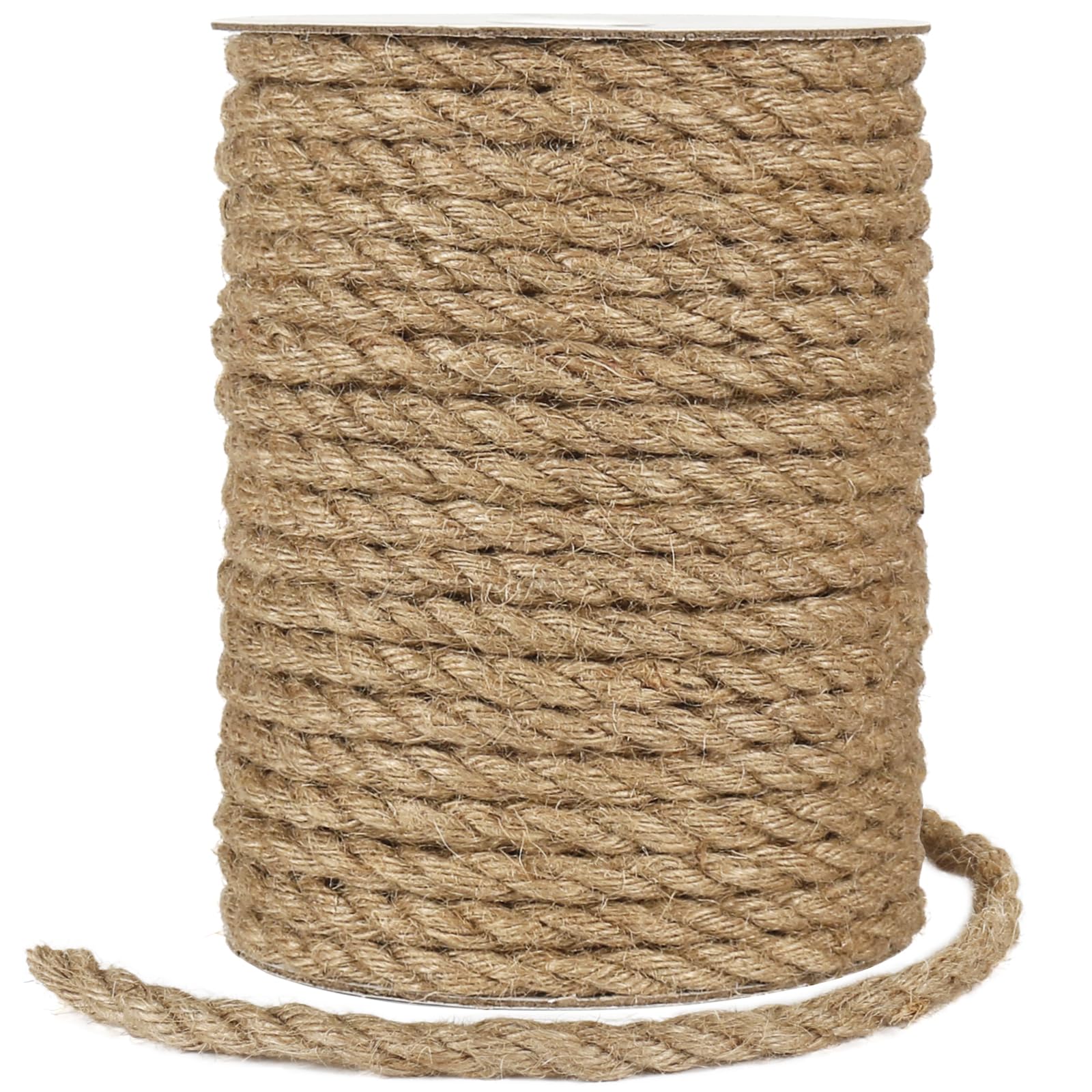 tenn well 8mm Jute Rope, 100 Feet Thick Garden Jute Twine String for DIY Cat Scratcher, Gardening, Bundling and Craft Decoration (Brown)