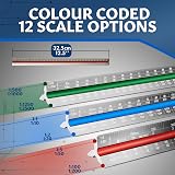 Stylo 30cm Aluminum Architect Scale Ruler Metric Color Coded Grooves view 2