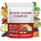 300 Softgels Blood Sugar Complex Supplement | 20+ Active Natural Herbs-Cinnamon, Bitter Melon, Mulberry Leaf, Fenugreek, Berberine, Vitamins for Energy Level, Vitality Support | Clean Ingredients
