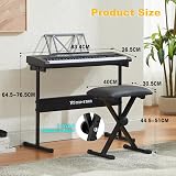 MUSTAR 61 Key Light-Up Keyboard Piano with Stand Stool Microphone Kit view 2