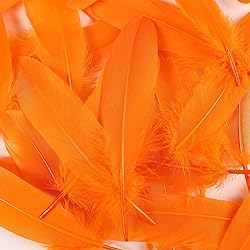THARAHT 120pcs Orange Goose Feathers Natural Bulk