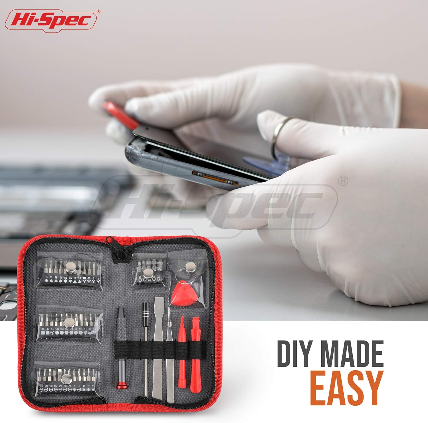 Hi-Spec 49 Piece Repair & Opening Tool Kit Set With Precision Screw Driver Bits For Android Mobile Cell Phones, iPhones, Macbooks, Laptops, Notebooks, Video Game Consoles & Electronic Gadgets: Home Improvement