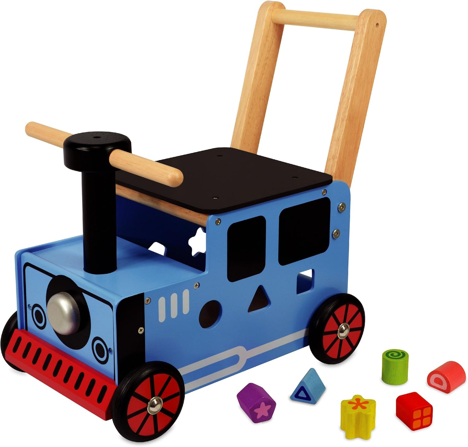 Porteur En Bois Petit Train Bleu Amazon Fr Bebes Puericulture