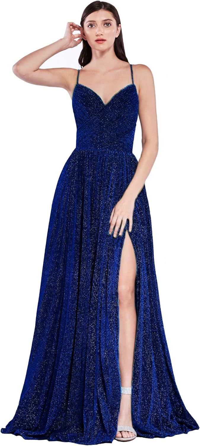 metallic glitter prom dress
