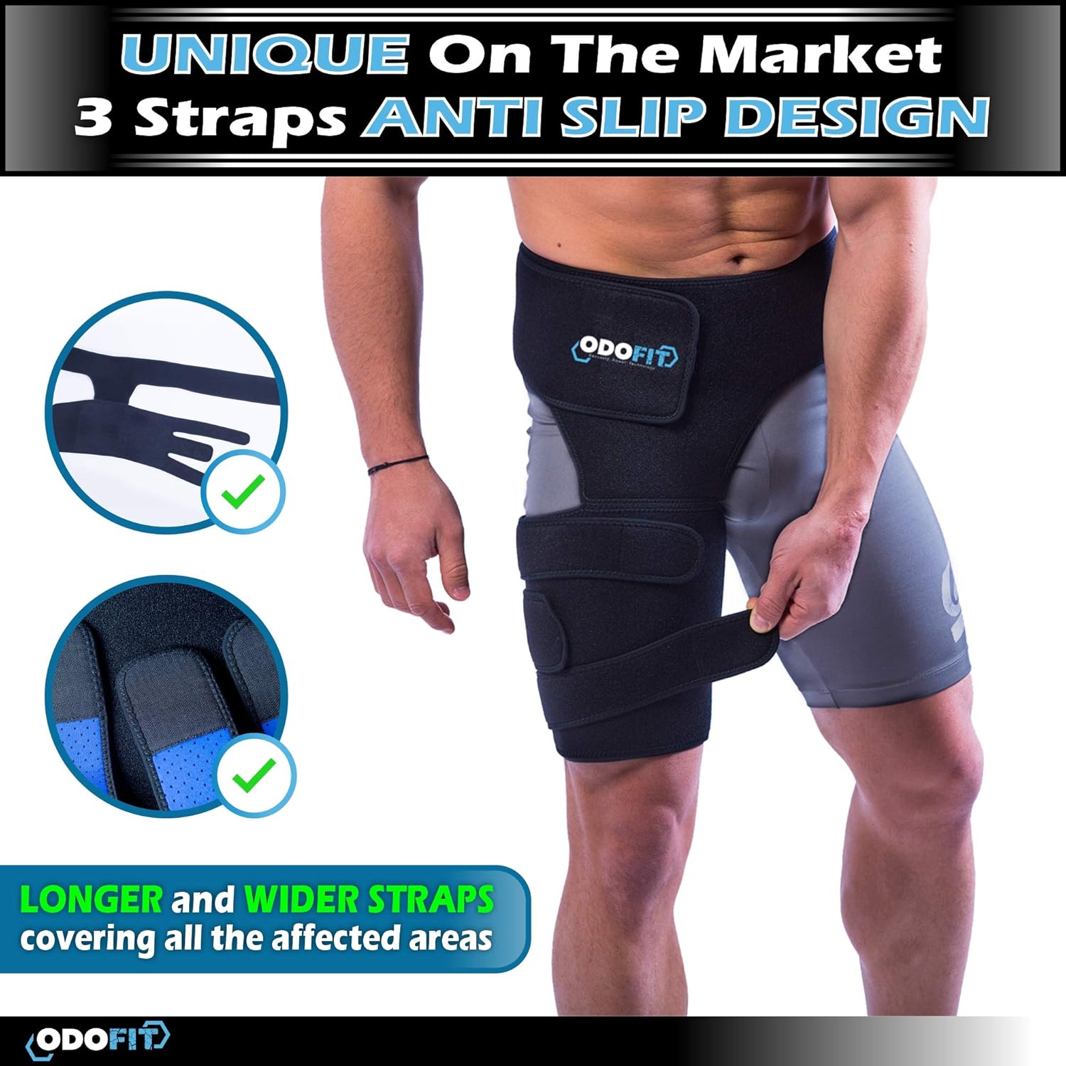 Hip Brace-Groin Wrap for Sciatica Pain Relief Thigh Hamstring Compression Sleeve - Unique Quadriceps Support Hip Flexor Arthritis for Pulled Muscles-Sciatica Nerve Brace Injury for Men (Right Leg): Sports & Outdoors