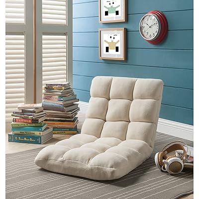 Loungie Beige Microplush Recliner Chair - Adjustable Floor Mat