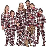 Footed Pajamas Family Matching Festive Plaid Adult Hoodie Fleece One Piece - Adult - Small (Fits 5'5-5'7")
