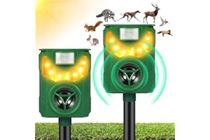 JAHY2TECH 2024 Upgraded Ultrasonic Animal Repellent Cat Repellent Outdoor Deer Repellent Devices Solar Animal Repeller with Motion Sensor Strobe Light to Repeller Dog Rabbit Squirrel Coyote Raccoon Bird(2 Pack)