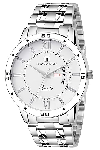 Day Date Functioning White Dial Chain Watch for Men