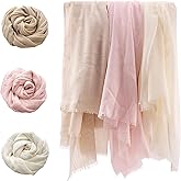 Summer Shawls for Women Lightweight, Large Long Linen Travel Scarf for Beach, Plain Gauze Wrap, 3 Colors