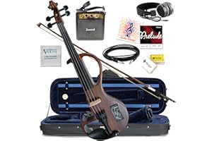 Electric Violin Bunnel Edge Outfit 4/4 Full Size (Dark Zebrano)—High Quality with Carrying Case and Accessories - Headphone Jack - Piezo ceramic pick-up By Kennedy Violins