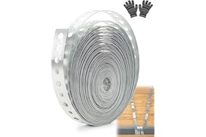 Axisculpt Galvanized Metal Pipe Strap 3/4-Inch x 33-Feet 24-Gauge Pipe Hanger Strap Metal Strapping with Hole Securing Straps Pre-Punched with Gloves