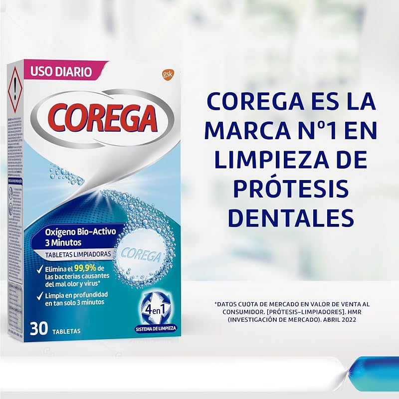 Oxígeno Bioactivo Tabletas Limpiadoras Prótesis, 66 Unidades