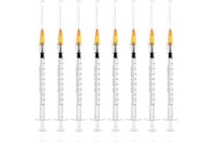 ATSUHUT 1cc/ml Luer Lock Syringe with 25G 1in Needle Dispensing Tools Laboratory Tools, Each Individually Wrapped-Pack of 100