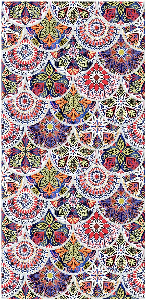 Ancoree 3D Bohemia Glass Window Films No Glue Static Privacy Boho Glass Door Film Decorative Glass Film,Translucent Glass Static Cling-Home Security and Decoration,Heat Control,Anti UV-120x58CM (C)