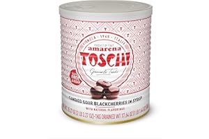 Toschi Amarena Cherries in Syrup, 2.2 Lbs (1kg) – Candied Sour Black Cherries in Rich Syrup – Italian Specialty Dessert Topping – Natural Flavorings, Non-GMO, Vegan & Gluten-Free