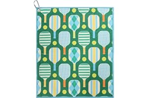 MILLIE ROSE DESIGNS Millie Rose Pickleball Towels in Fashionable Prints - Cute 15x17 inch Microfiber & Cotton Athletic Towels with Carabiner Clip - Pickleball Accessories, Pickleball Gifts (Arglye Pickle)
