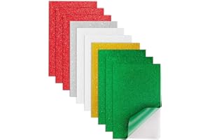 Jtnohx Glitter Foam Sheets with Adhesive Backing, Eva Foam Stickers, Glitter Foam Sheets for Crafts, 7"×11.3" 10 Pcs Sticky G