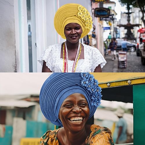 Cuffbow Pcs Gele African Head Wraps Nigerian Auto Gele Headties - Main Image