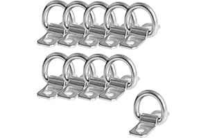 Cavo 5 PCS 3/8" Stainless Steel D-Ring Tie Down Anchors, 6000 lbs Heavy Duty Lashing Rings Kit for Trailer Pickup Van ATV SUV RV Boat Motorcycle, Cargo Surface Mount Hooks, Trucks Bed Anchors