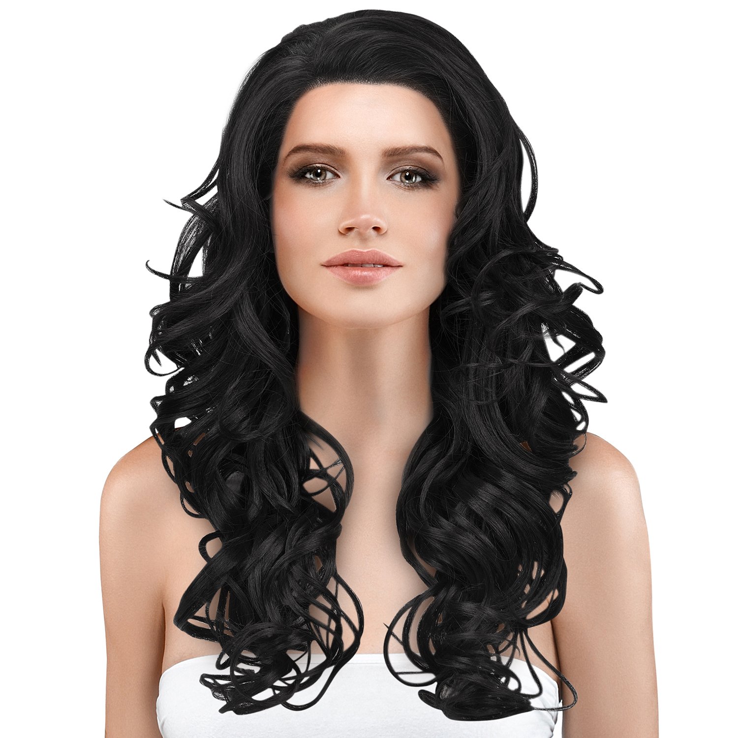 Long Curly Afro Lace Front Wig,African American Beauty Wigs,Synthetic Fiber Natural Looking Wave Hair Wig for Black Women