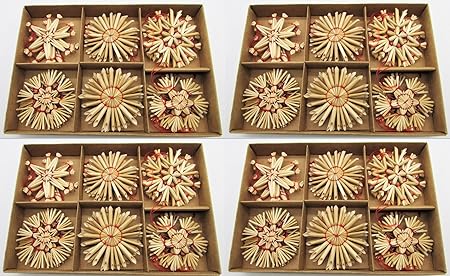 72 Weihnachtsanhänger Stroh Christbaumschmuck Strohsterne natur Anhänger