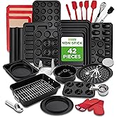 NutriChef 42-Piece Ultimate Nonstick Bakeware Set - Carbon Steel Baking Pans, Everyday Baking Tools, Oven Mitts, & More - Ideal for Baking Delicious Savory & Sweet Treats - Complete Set for Bakers