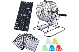GOTHINK Bingo Game Set for Adults and Kids - Included 8" Metal Wheel Cage, 75 Calling Balls, Master Board, 18 Bingo Cards & 150 Colored Chips, Great for Fun Family Game Night, Large Groups, Parties