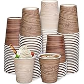 FYSUIMU 120Pcs 9Oz Disposable Coffee Cups Wood Grain Paper Drinking Cups 3 Styles Rustic Drinking Cups Farmhouse Party Cups for Juice Coffee Hot Cold Drink Birthday Camping Baby Shower