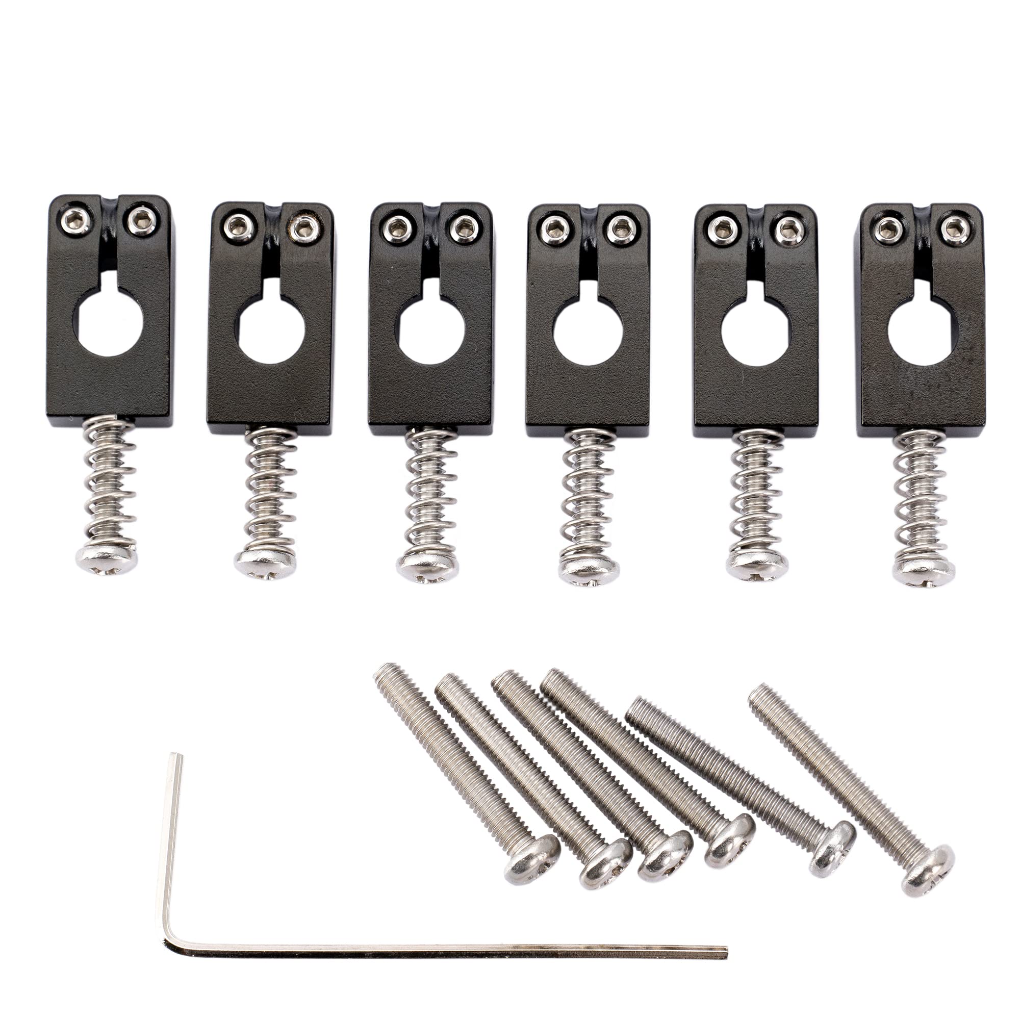 Musiclily Ultra 10.5mm Full Solid Brass Tremolo Bridge Saddles for Strat Style Electric Guitar, Black (Set of 6)