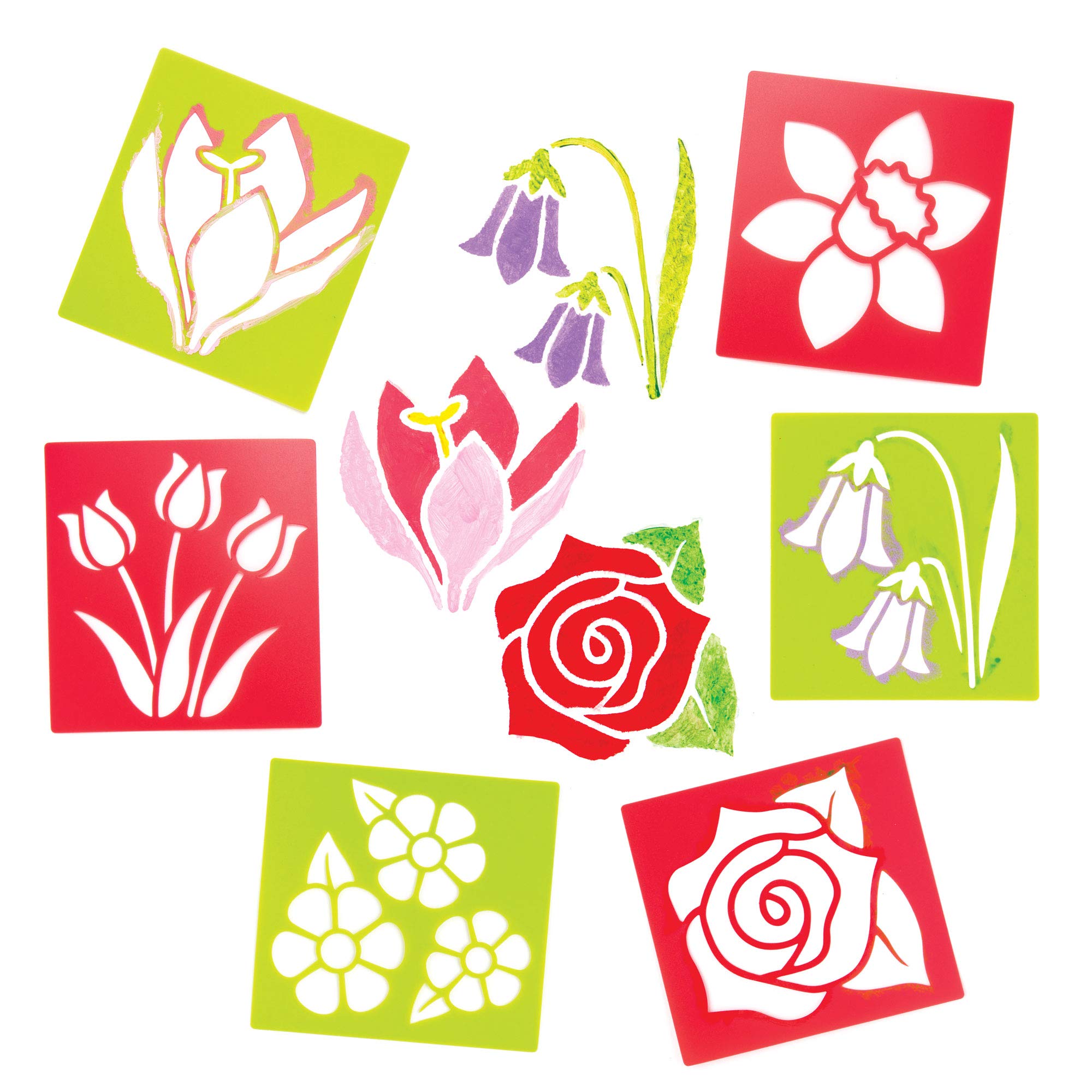 Baker Ross Flower Stencils - Pack of 6, Easter Crafts, Craft For Kids (AW284)