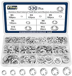 Vifmy 530PCS Internal Tooth Star Lock Washers, M3